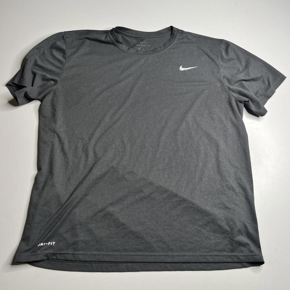 Nike Shirt Mens XL Gray Dri-FIT Running Training Athletic Gym Tee Top 718833-060